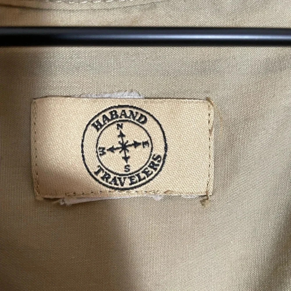 Haband Pearl Snap Travelers Mens Shirt Tan VTG Short Sleeve Classicore Utility - Picture 2 of 12